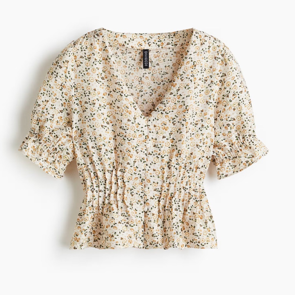 H&M Floral Peplum Blouse NWT